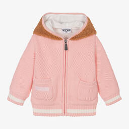 Moschino Baby-Pink Teddy Knitted Cardigan | Childrensalon Outlet