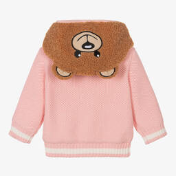 Moschino Baby-Pink Teddy Knitted Cardigan | Childrensalon Outlet