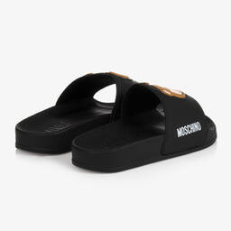 Moschino Кид-Тин-Черные шлепанцы с медвежатами для подростков | Childrensalon Outlet