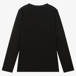 Moschino Кид-Тин-Черный хлопковый топ с медвежонком на скейте | Childrensalon Outlet