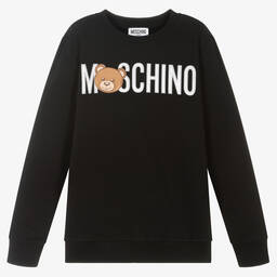 Moschino Kid-Teen-سويتشيرت تينز قطن جيرسي لون أسود | Childrensalon Outlet