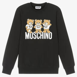 Moschino Кид-Тин-Черный хлопковый свитшот с медвежатами | Childrensalon Outlet