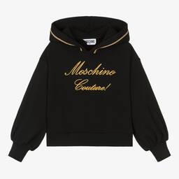 Moschino Kid-Teen-Teen Black & Gold Logo Hoodie | Childrensalon Outlet