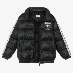 Moschino Kid-Teen-Teen Black Logo Puffer Jacket | Childrensalon Outlet