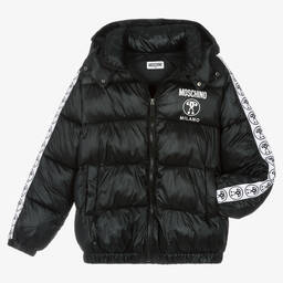 Moschino Kid-Teen-Teen Black Logo Puffer Jacket | Childrensalon Outlet