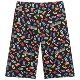 Moschino Kid-Teen-Teen Black Logo Shorts | Childrensalon Outlet