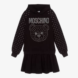 Moschino Kid-Teen-Teen Black Rhinestone Dress | Childrensalon Outlet