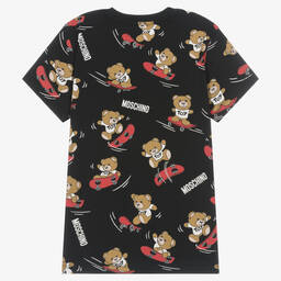 Moschino Кид-Тин-Черная футболка с медвежатами на скейте | Childrensalon Outlet
