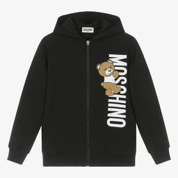 Moschino Kid-Teen-Teen Black Teddy Bear Zip-Up Hoodie | Childrensalon Outlet