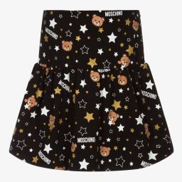 Moschino Кид-Тин-Черная юбка с медвежатами и звездами для подростков | Childrensalon Outlet