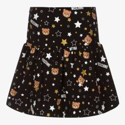 Moschino Кид-Тин-Черная юбка с медвежатами и звездами для подростков | Childrensalon Outlet