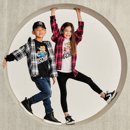 Moschino Кид-Тин-Черно-белые кожаные кроссовки | Childrensalon Outlet