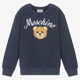 Moschino Kid-Teen-Teen Blue Bouclé Teddy Bear Sweatshirt | Childrensalon Outlet