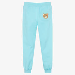 Moschino Kid-Teen-Teen Blue Cotton Logo Joggers | Childrensalon Outlet