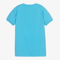 Moschino Kid-Teen-Teen Blue Cotton Logo T-Shirt | Childrensalon Outlet