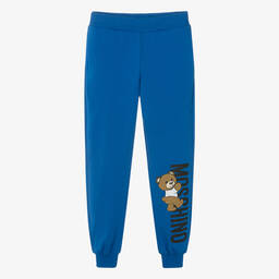 Moschino Кид-Тин-Teen Blue Cotton Teddy Logo Joggers | Childrensalon Outlet