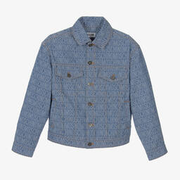 Moschino Kid-Teen-جاكيت جاكارد قطن دنيم لون أزرق | Childrensalon Outlet