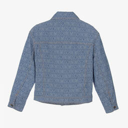 Moschino Kid-Teen-جاكيت جاكارد قطن دنيم لون أزرق | Childrensalon Outlet