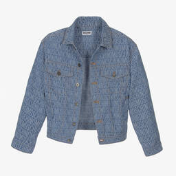 Moschino Kid-Teen-جاكيت جاكارد قطن دنيم لون أزرق | Childrensalon Outlet