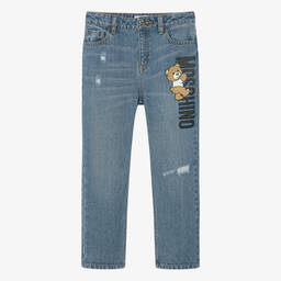 Moschino Кид-Тин-Teen Blue Teddy Bear Denim Jeans | Childrensalon Outlet