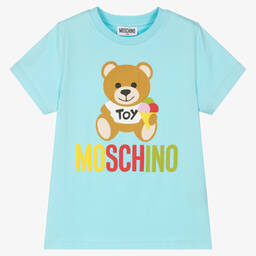 Moschino Кид-Тин-Голубая футболка с медвежонком | Childrensalon Outlet