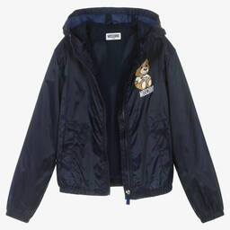 Moschino Kid-Teen-Teen Blue Teddy Logo Windcheater | Childrensalon Outlet
