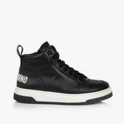 Moschino Kid-Teen-Teen Boys Black Logo High-Top Trainers | Childrensalon Outlet