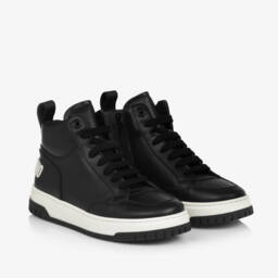 Moschino Kid-Teen-Teen Boys Black Logo High-Top Trainers | Childrensalon Outlet