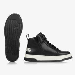 Moschino Kid-Teen-Teen Boys Black Logo High-Top Trainers | Childrensalon Outlet