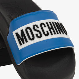 Moschino Кид-Тин-Teen Boys Blue & Black Sliders | Childrensalon Outlet