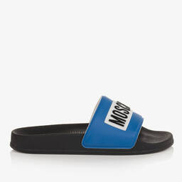 Moschino Кид-Тин-Teen Boys Blue & Black Sliders | Childrensalon Outlet