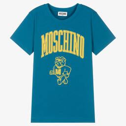 Moschino Kid-Teen-Teen Boys Blue Logo T-Shirt | Childrensalon Outlet