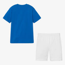 Moschino Kid-Teen-Teen Boys Blue & White Cotton Shorts Set | Childrensalon Outlet