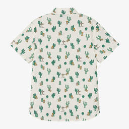 Moschino Kid-Teen-Teen Boys Ivory Cactus Print Shirt | Childrensalon Outlet