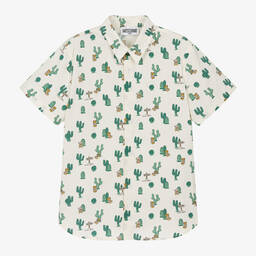 Moschino Kid-Teen-Teen Boys Ivory Cactus Print Shirt | Childrensalon Outlet