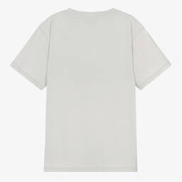 Moschino Кид-Тин-Серая хлопковая футболка с нашивкой | Childrensalon Outlet