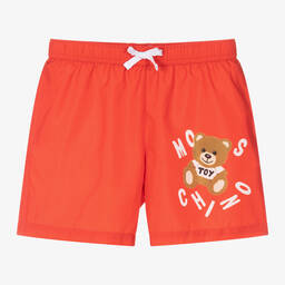 Moschino Kid-Teen-Teen Boys Red Teddy Bear Logo Swim Shorts | Childrensalon Outlet