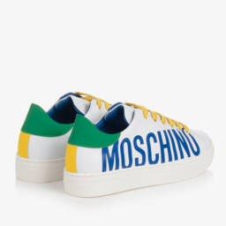 Moschino Kid-Teen-Teen Boys White & Blue Sneaker | Childrensalon Outlet