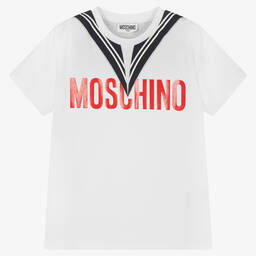 Moschino Kid-Teen-تيشيرت تينز ولادي قطن لون أبيض | Childrensalon Outlet