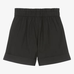 Moschino Kid-Teen-Teen Girls Black Cotton Patch Shorts | Childrensalon Outlet