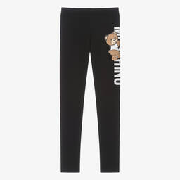 Moschino Kid-Teen-Teen Girls Black Cotton Teddy Bear Leggings | Childrensalon Outlet