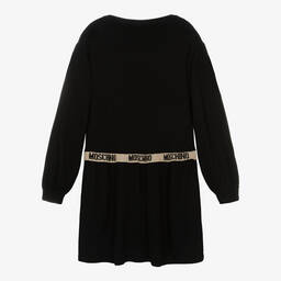 Moschino Кид-Тин-Черно-золотистое трикотажное платье | Childrensalon Outlet
