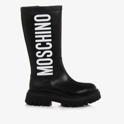 Moschino Kid-Teen-بوت جلد لون أسود تينز بناتي | Childrensalon Outlet