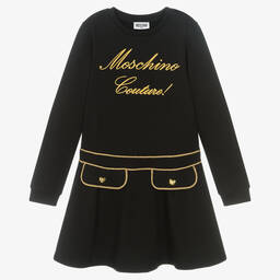 Moschino Kid-Teen-Teen Girls Black Logo Dress | Childrensalon Outlet