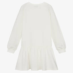 Moschino Кид-Тин-Кремовое хлопковое платье с медвежатами | Childrensalon Outlet