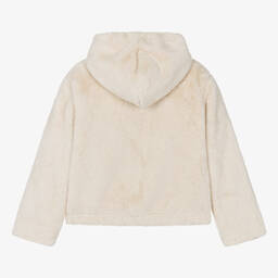 Moschino Кид-Тин-Кремовая куртка из искусственного меха | Childrensalon Outlet