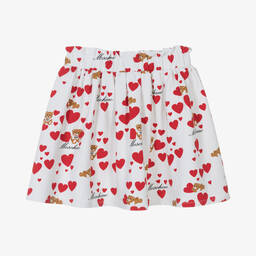 Moschino Kid-Teen-Teen Girls Ivory Heart & Teddy Bear Skirt | Childrensalon Outlet