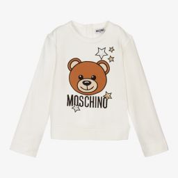 Moschino Kid-Teen-Teen Girls Ivory Logo Top | Childrensalon Outlet