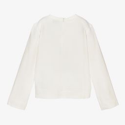 Moschino Kid-Teen-Teen Girls Ivory Logo Top | Childrensalon Outlet