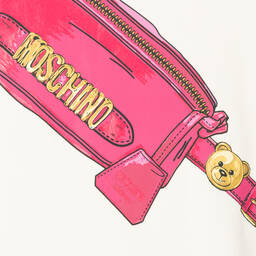 Moschino Кид-Тин-Кремовое платье с розовым принтом-сумкой | Childrensalon Outlet